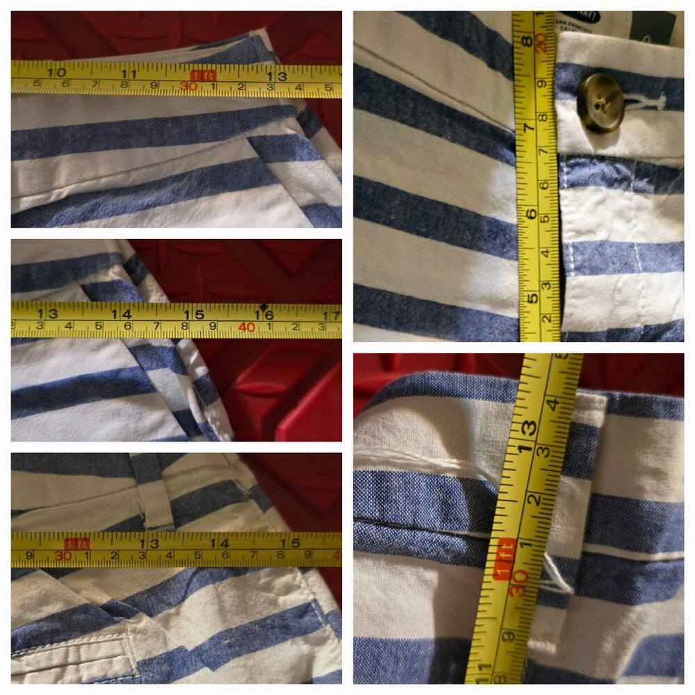 Old Navy Blue White Striped Linen Blend Everyday Shorts Women's Size 0 Coastal - Picture 4 of 9